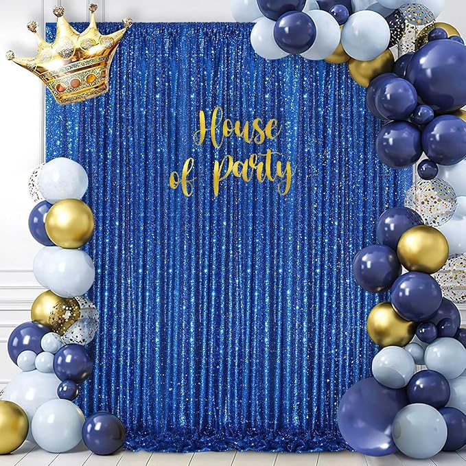 Sequin Backdrop Curtain Royal Blue Party Decorations: Glitter Photography - Image 4