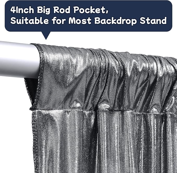 10ftx10ft Black Silver Glitter Sequin Backdrop Curtain - Image 7