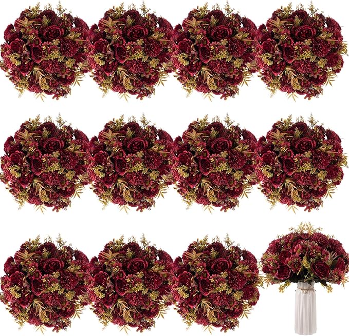Tigeen Artificial Flowers Artificial Peonies Silk Flowers Faux Peony Fake Peony by Tigeen
