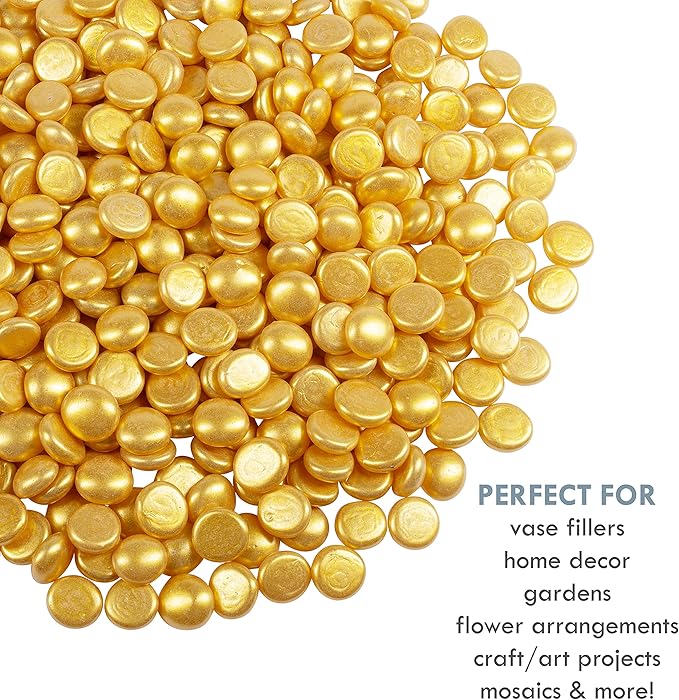 Galashield Flat Glass Marbles for Vases Gold Glass Gems Beads Pebbles Vase - Image 4