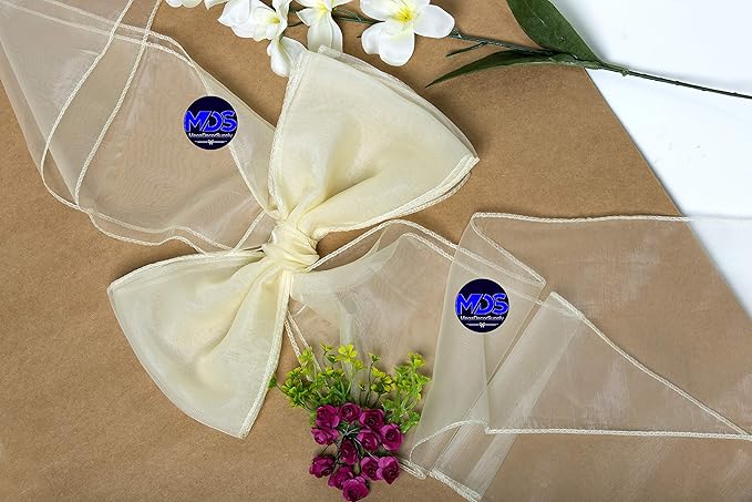 MDS Pack of 150 PCS Organza Chair Sashes Wider Dining Chair Bows Ribbon Tie Back - Image 7
