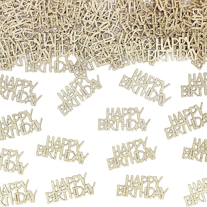 Champagne-Gold Happy Birthday Confetti by Vofrise