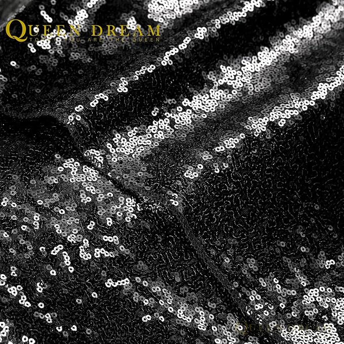 Black Sequin Backdrop 2 Panels 2FTx8FT Halloween Backdrop Curtains Party - Image 7