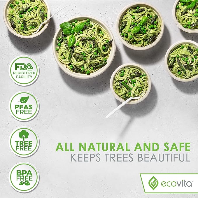 100% Compostable Paper Bowls – 150 Disposable Bowls Eco Friendly Sturdy Tree - Image 3