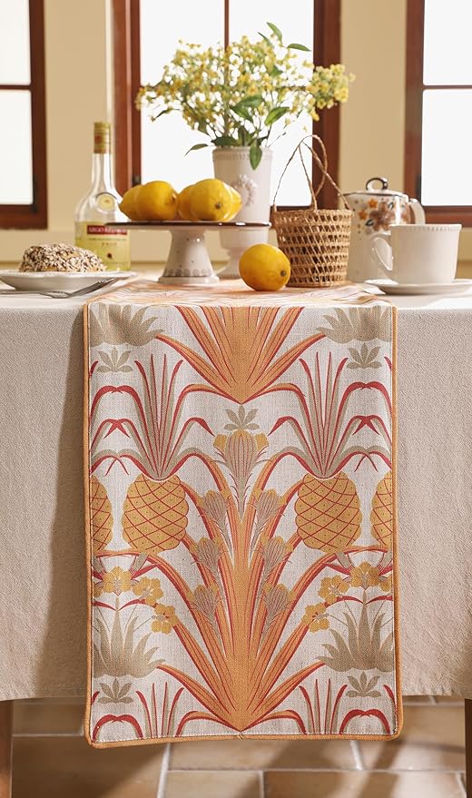 patdrea Designer Tropical Linen Table Runner 102 Inch Long, Decoration - Image 7