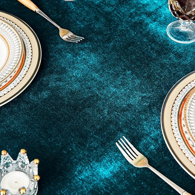 Velvet Tablecloth Luxurious Solid Rectangle Table Cloth, Oblong Retro Farmhouse - Image 5