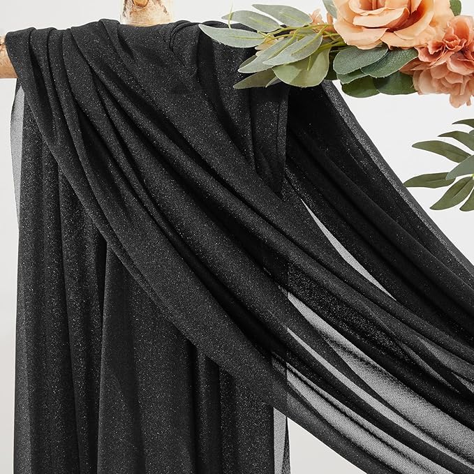 Black Wedding Arch Draping Fabric 1 Panel 30'' x 20FT Black Drapes Sheer Fabric - Image 2