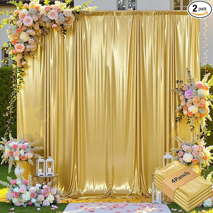 20x10ft Thick Gold Glitter Backdrop Curtain Panels by LeegleriTableSkirt