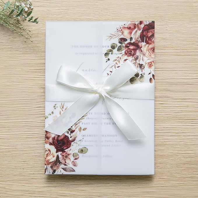 PONATIA 50PCS Vellum Jackets for 5x7 Invitation Cards- 135GSM Burnt Orange - Image 7