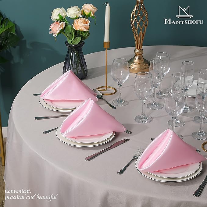 Manyshofu 60 Pieces Light Pink Satin Napkins - Image 7