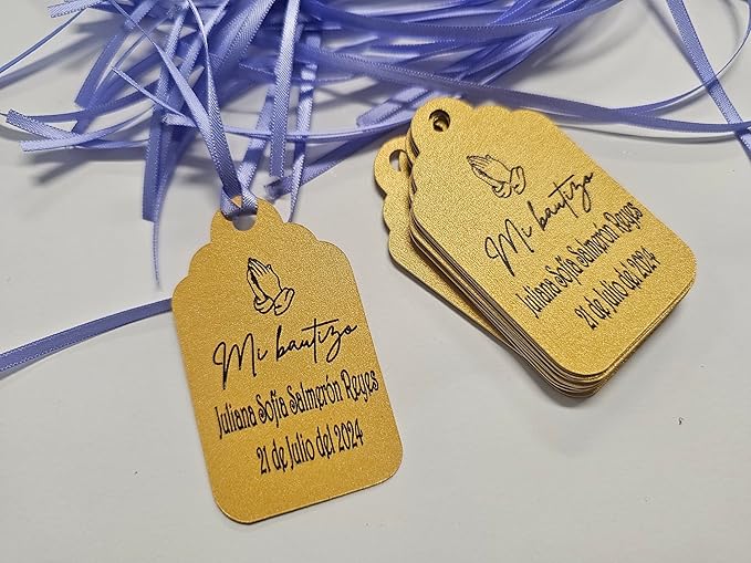 Mi Bautizo Baptism Christening Personalized Thank You Tags 20 pcs - Image 5