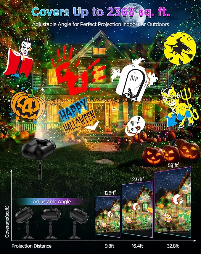 Halloween Christmas Projector Lights Outdoor, 8 Brighter HD Holiday Patterns - Image 5