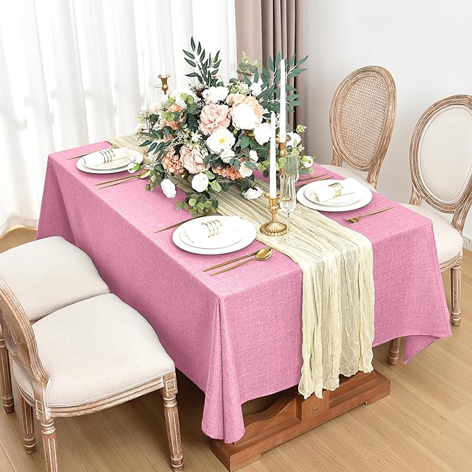 Fitable Square Table Cloth Linen Textured: Water & Stain Resistant Farmhouse - Image 2