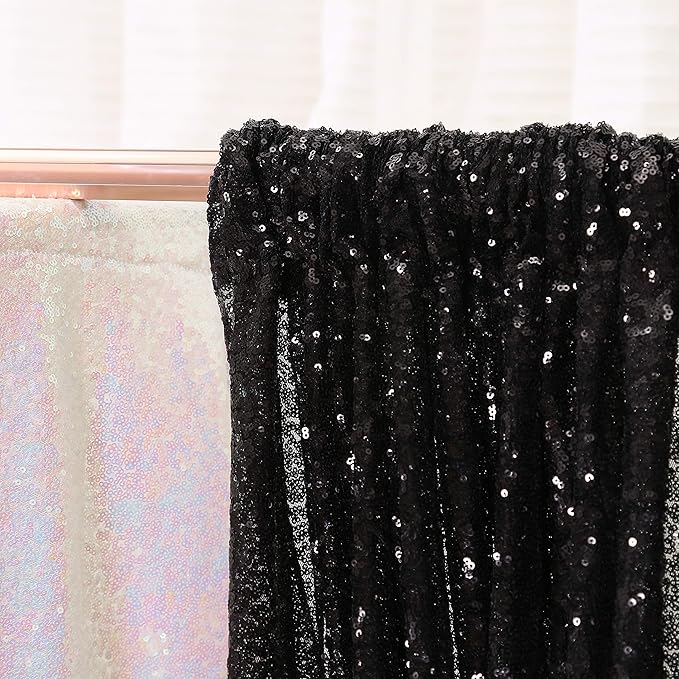 Poise3EHome Black Sequin Backdrop Curtains, 2 Panels 2FTx8FT Glitter Photo - Image 3