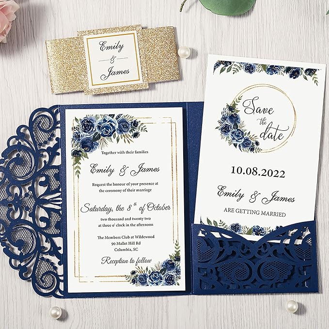 DORIS HOME 50PCS Laser Cut Wedding Invitations - Image 9