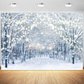 8x6FT Winter Snowy Scene Photography Backdrop Winter Wonderland Landscape by LIVUCEE
