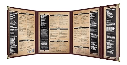 Goodsmart Restaurant Menu Covers – 25 Pack Burgundy Quadfold 8-View, - Image 2