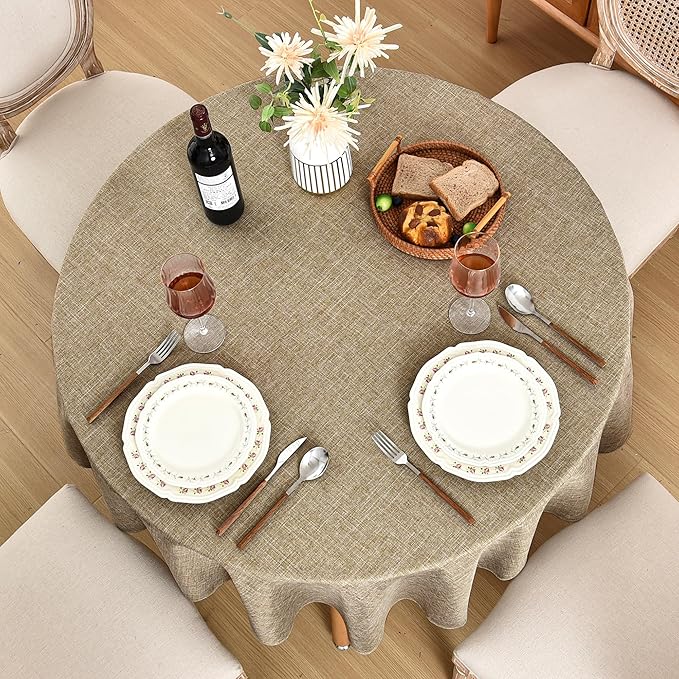 Fitable Faux Linen Round Tablecloths 60 Inch in Diameter - Image 3