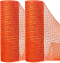 Ribbli 2 Rolls Orange Mesh Ribbon, 10 inch x 30 feet Each Roll, Metallic Orange by Ribbli