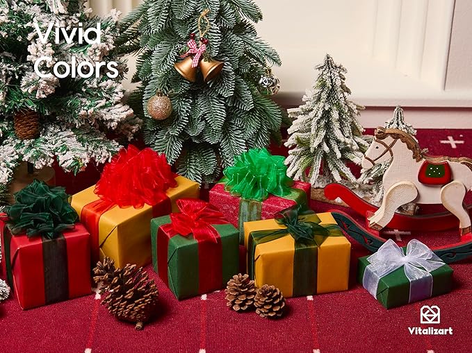 Vitalizart Organza Ribbon 1.5" x 30 Yd Christmas Sheer Ribbons Set 10 Yd x 3 - Image 6