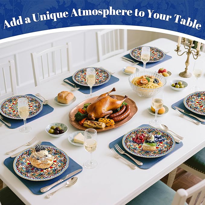 100PCS Boho Paper Plates–Vintage Bohemian Style Disposable Plates, Dessert - Image 7