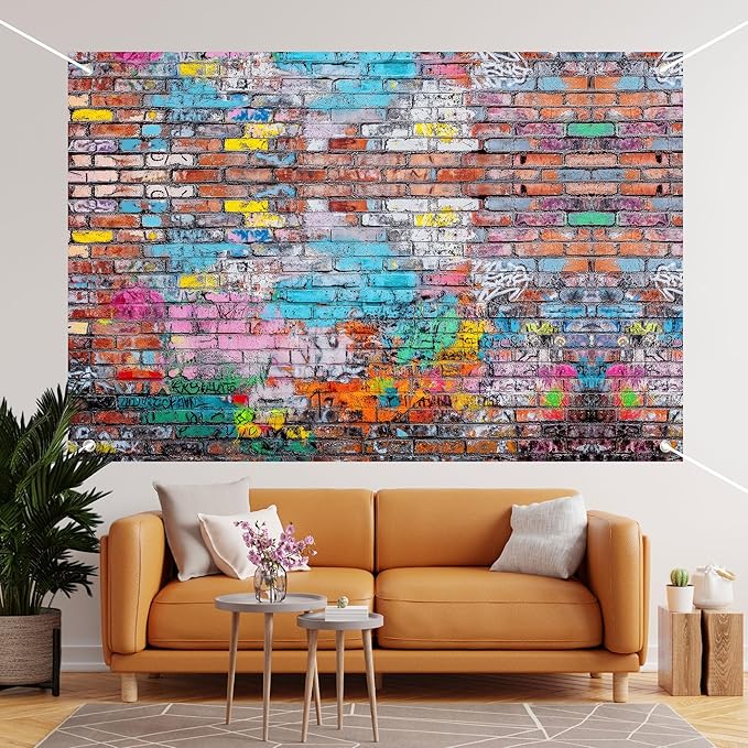 Colorful Graffiti Brick Wall Backdrop Banner - Image 4