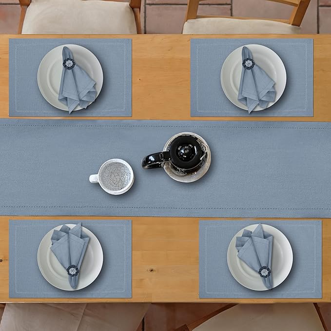 Ruvanti Linen Table Runner 60 Inches, Classic Hemstitch, Non-Slipping, Stain - Image 8