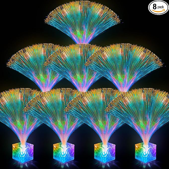 Amylove 8 Pcs Mini Fiber Optic Lamps Bulk Small LED Light up Table Centerpieces by Amylove