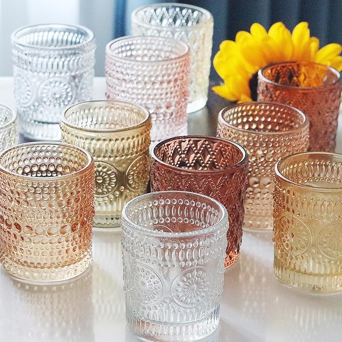24 pcs Fall Votive Candle Holders, 6 Colors 3 Patterns Tealight Candle Holders - Image 4