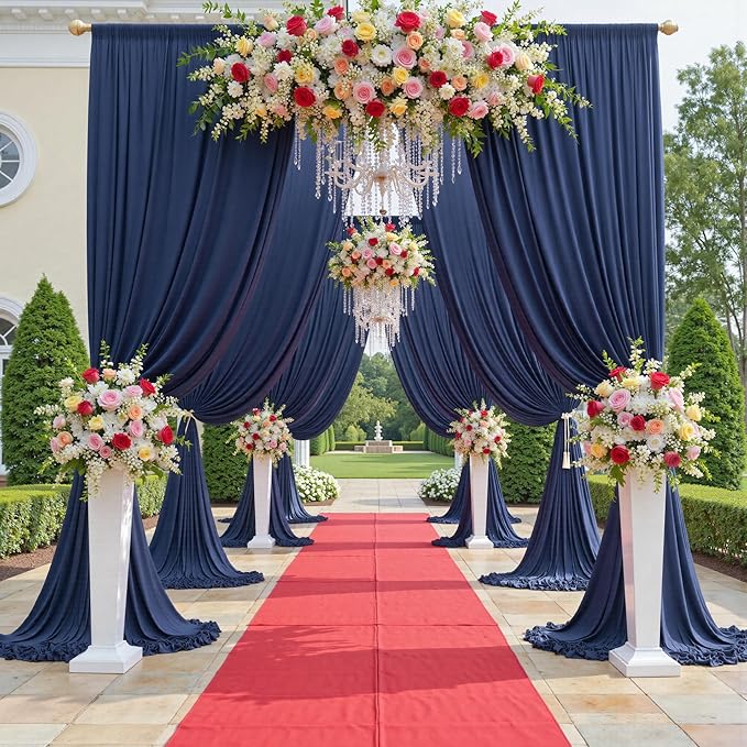 40ftx12ft Wrinkle Free Navy Blue Backdrop Curtain, 8 Panels 12FT Height Navy - Image 2