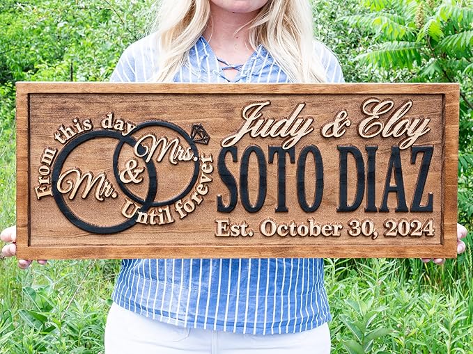 Mr and Mrs Sign | Wood Wedding Gift | Wooden Bridal Shower Gift | Custom - Image 4
