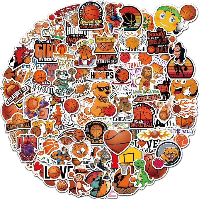 100 Pcs Sport Stickers for Kids, Basketball Water Bottle Stickers, Vinyl by pcnearty