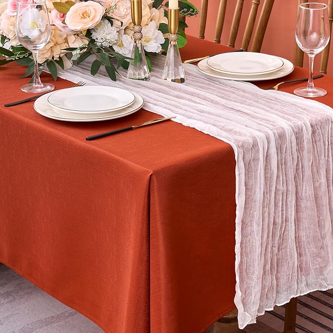 Fitable Faux Linen Rectangle Tablecloths 60 x 102 Inch - Image 3