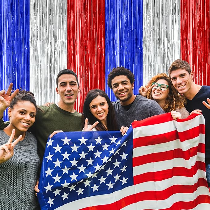 2 Pack 4th of July Party Supplies, 3.28 FT x 7.05 FT 4th of July Tinsel Backdrop - Image 6