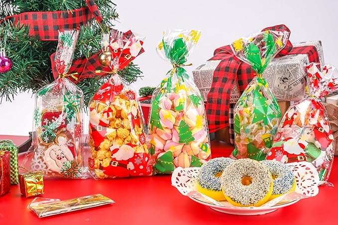 LOKIQNG 150PACK Christmas Cellophane Bags Treat Cookie Gift Bags - Image 6
