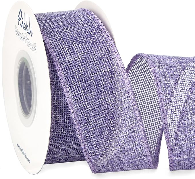 Ribbli Light Purple/Lavender Burlap Wired Ribbon, 1-1/2 Inch x 10 Yard by Ribbli
