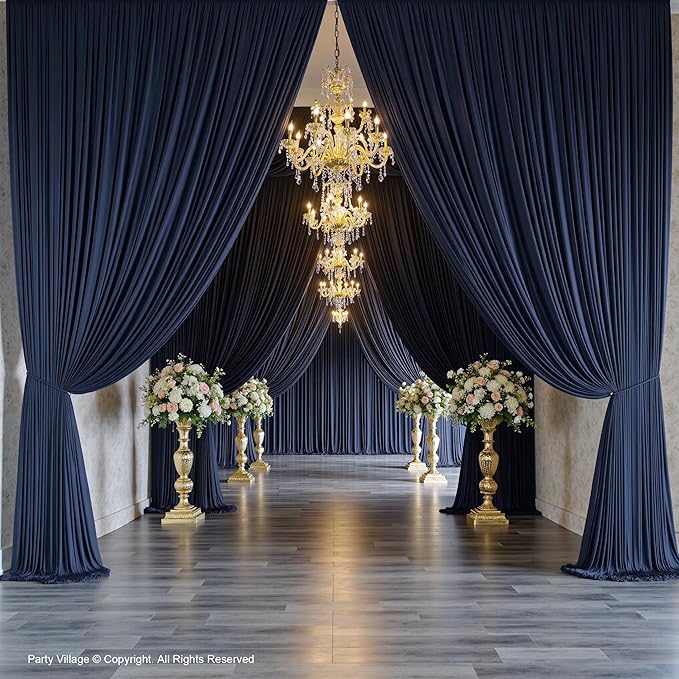 PartyVillage 50ft×15ft Navy Blue Backdrop Curtain - Image 5
