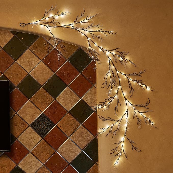 LITBLOOM Brown 6FT 120 LED Fairy Lights Plug in Willow Vine Garland - Image 2