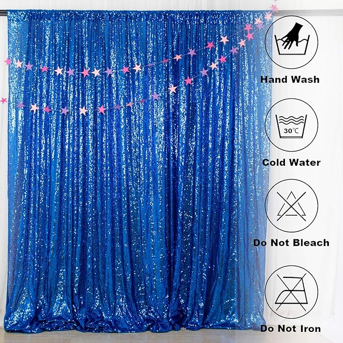 ShinyBeauty Shimmer Royal Blue Backdrop Curtain 7Ftx7Ft Photo Backdrops Blue - Image 7