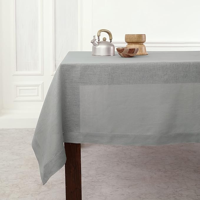 Solino Home Linen Soft Grey Tablecloth 60 x 132 Inch by SolinoHome