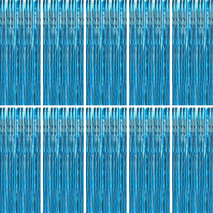 BTSD-home 10 Pack Aquamarine Foil Fringe Curtain Metallic Streamer Party by BTSD-home