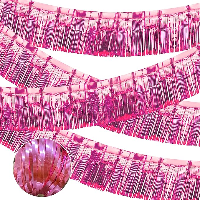 4 Pack Float Fringe Curtains, Metallic Foil Fringe Garland Shiny Tassel Foil by ILHSTY