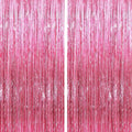 GCB 2 Pack Glitter Foil Curtain Pink Backdrop Streamers Metallic Tinsel Fringe by GCBPartyDecorations