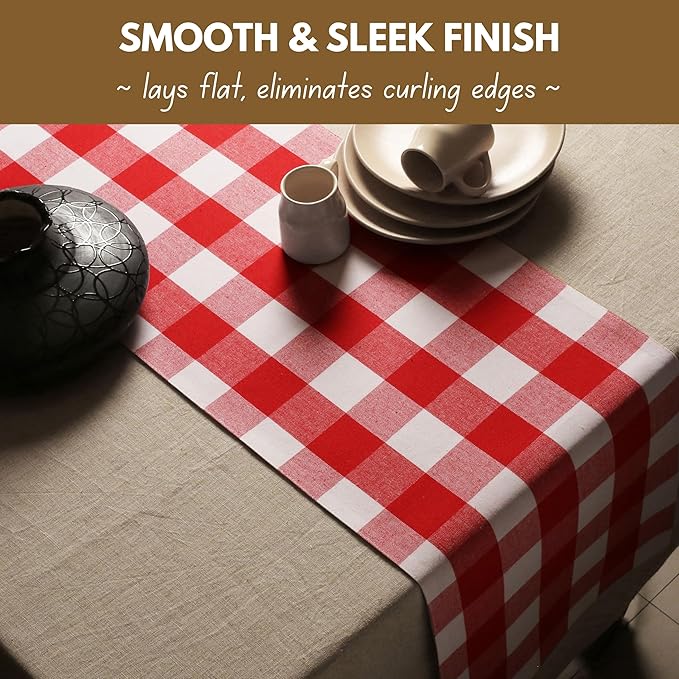 Native Fab Table Runner Buffalo Check Plaid 100% Cotton - Image 3