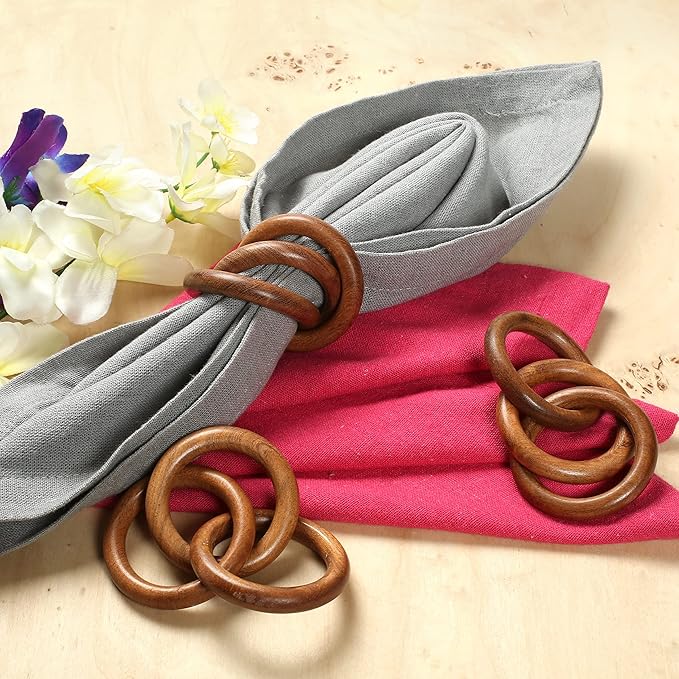 Three Ring Napkin Rings Set of 8, Decorative Handcuff Serviette Ring, Napkin - Image 4