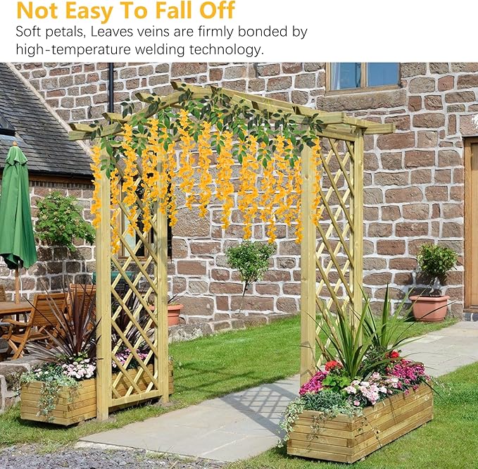 12 Pack Orange Wisteria Hanging Flowers, 3.44 Ft Fake Hanging Flowers, - Image 6