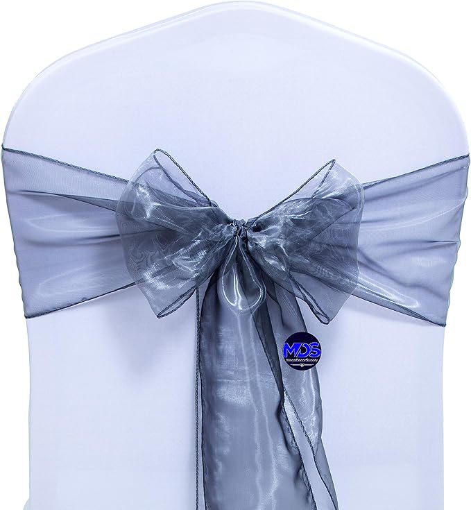 MDS Pack of 25 PCS Organza Chair Sashes Wider Dining Chair Bows Ribbon Tie Back - Image 3