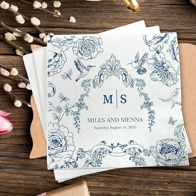 Custom Wedding Cocktail Napkins, Personalized Paper Napkin - Image 5