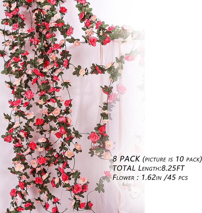 Miracliy 16 Pack 131 FT Flower Garland Decorations Plastic Artificial Flowers - Image 3