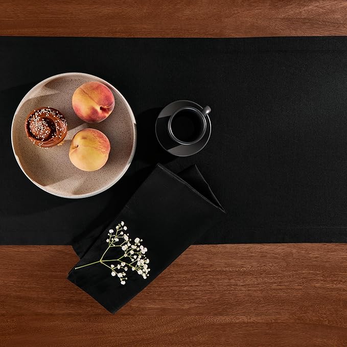 Cotton Linen Table Runner 36 Inches – Small Black Coffee Table Runner 14 x 36 - Image 2